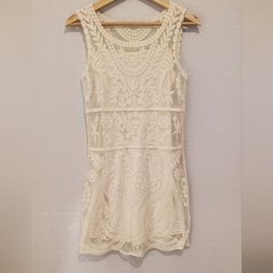 Express Cream Floral Lace Mini Dress